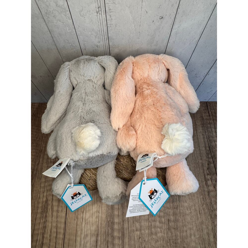 BUNNY BUNDLE Blush Bunny Cherry, Silver Bunny Small Jellycat Bashful Bunny - Picture 3 of 6